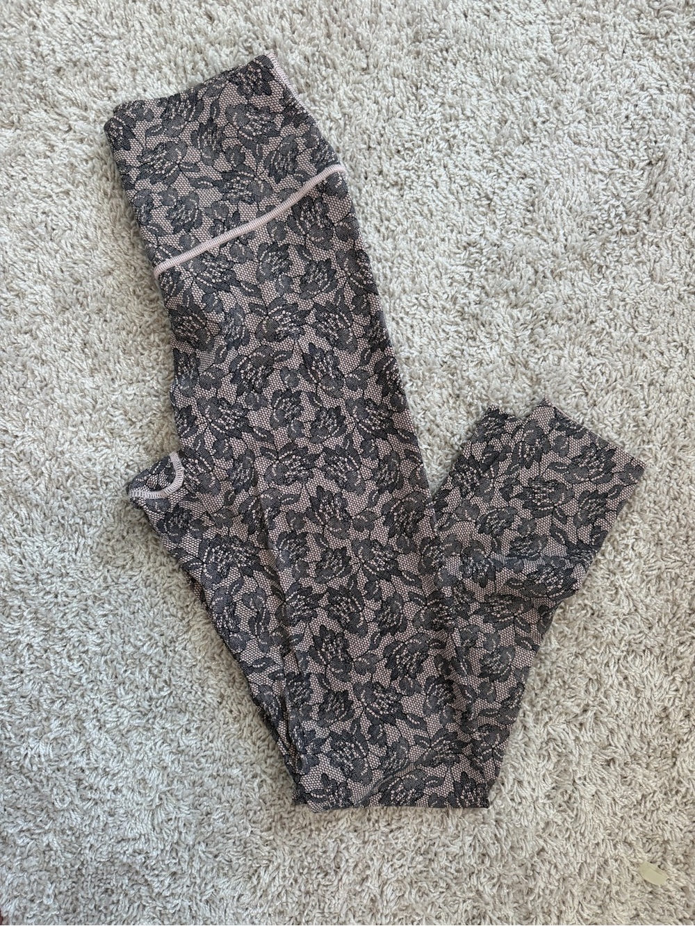 VSX Pink Leggings with Black Lace Overlay